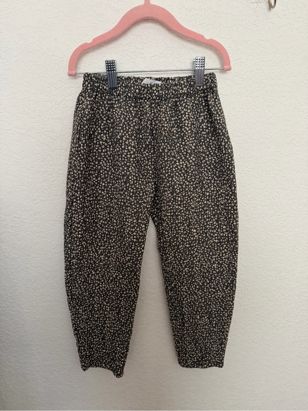 Zara Black Pants with Cream Mini Floral Print